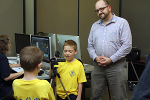 Chris Miller training the boy scouts at the Akron Digital Media Center